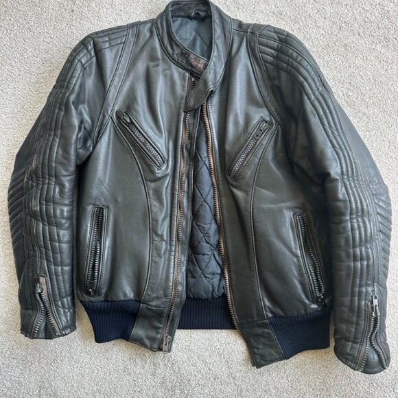 Black Leather Motorcycle Jacket - Picture 1 of 3